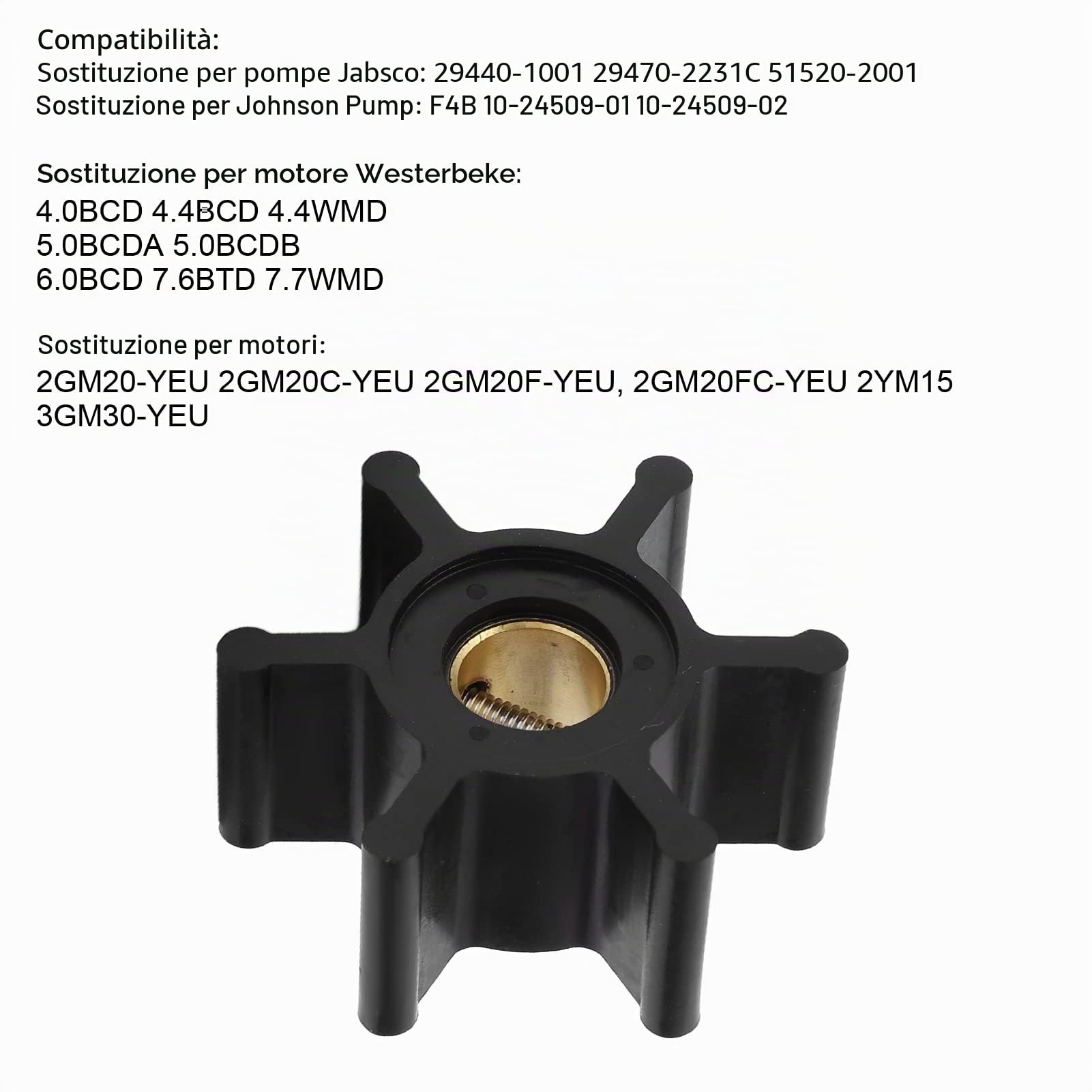 Girante della Pompa dell'Acqua, Resistente al Sale 09‑810B‑1 Flessibile in Rame temprato per la Sostituzione della Manutenzione per Motore Westerbeke 4.0BCD 4.4BCD 4.4WMD