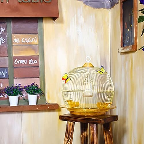 Miniatura 2 de YHRJ Jaula de vuelo para periquitos, jaulas decorativas para pájaros, decoración del hogar, jaula de pájaros retro de color dorado, elegante