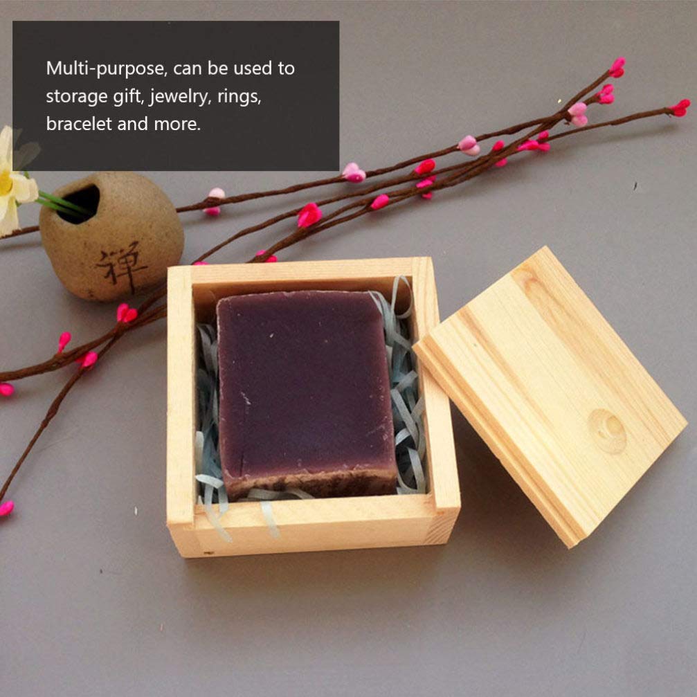 JOEBO 10 jaboneras de bambú de madera natural con tapa, caja de madera sin acabar, bandeja de jabón, mini caja de joyería de madera para manualidades
