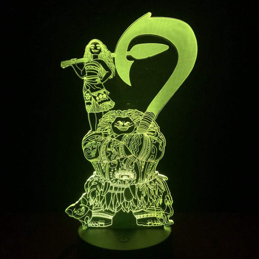 3D Illusion Lamp Led Night Light Moive Moana Maui Figure Decorative Children Kids Bedroom Decor Best Cool USB Battery