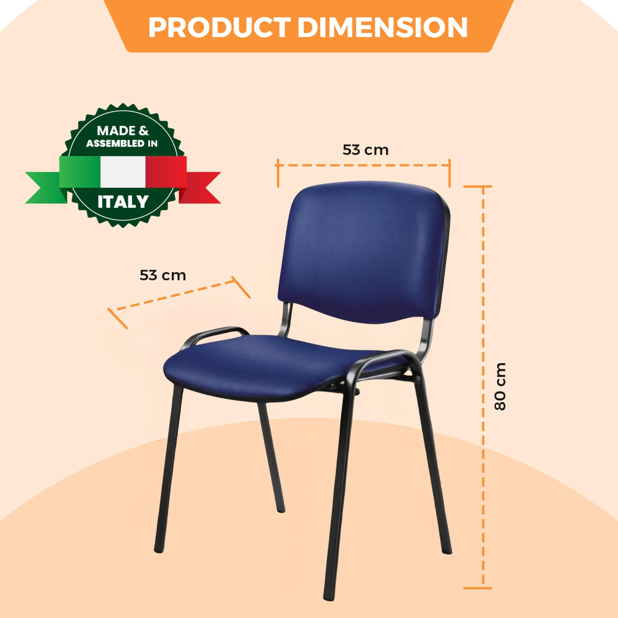 Topsit Sedia per sala d'attesa in ecopelle, impilabile, struttura in metallo, sedia da ufficio, sala conferenze, casa, ufficio, reception (blu)