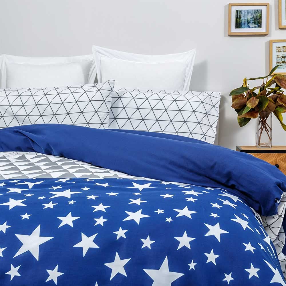 Funda Nordica TRIANGLE AZUL cama de 135 50% ALGODÓN - 50% POLIESTER