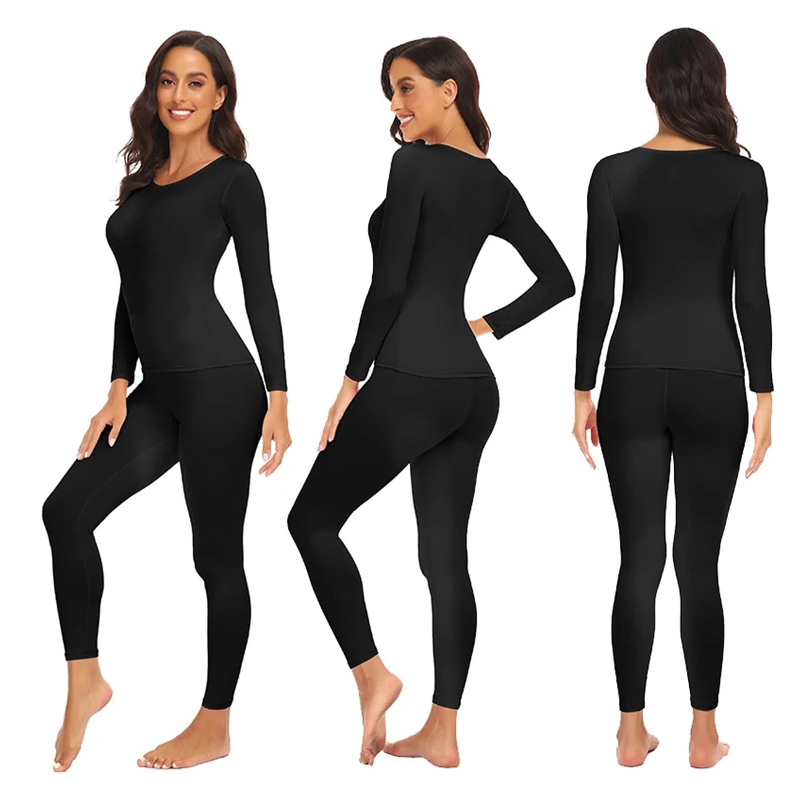 Camiseta Termica Mujer Conjunto De Ropa Interior Térmica Paquete De 2 Piezas: Camiseta Larga De Forro Polar Suave For Mantener El Calor En Climas Fríos. Ropa De Invierno para Mujer