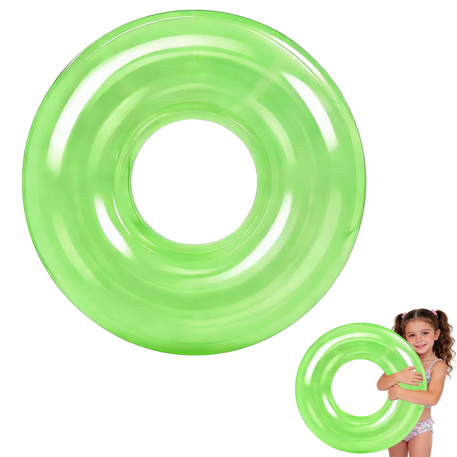 Green Swimming Ring Inflatable Rubber Rings for Kids 4-9 Years,70cm Inflatable Pool Ring Floaties Swim Rings Water Float Inflatables Pool Float for Children Boys Girls Beach Summer Water Party Sport