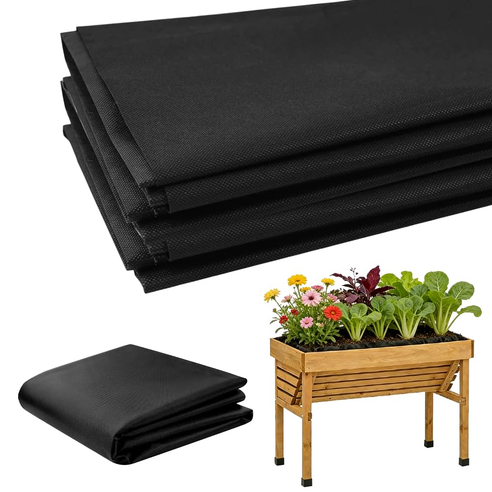 Afenau Fabric Liner For Large Veg Trough, Raised Bed Liner, Non-Woven Graden Box Liner, Outdoor Raised Bed Felt Planter Liners for Vegetable, Flower Plants, Black (162cm x 210cm)
