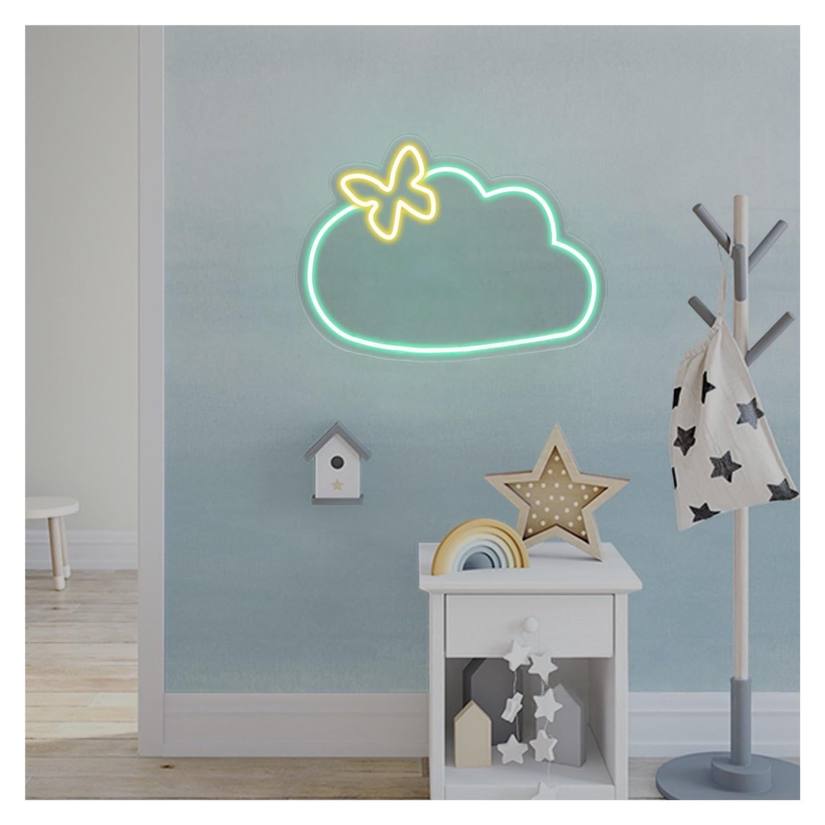 RONGCH Hanging Art Signs Butterfly Cloud Neon Sign,Suitable for Kids Room Home Wall Decor with Dimmable 30cmx40cm(B)