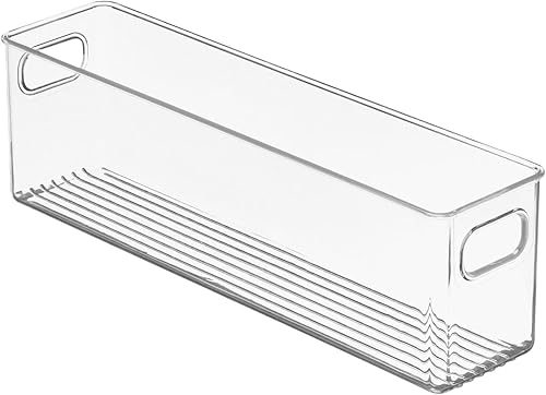 Miniatura 8 de mDesign Organizador de baño de plástico, contenedor de almacenamiento con asas para tocador, armario, estante de armario, armarios de lino o