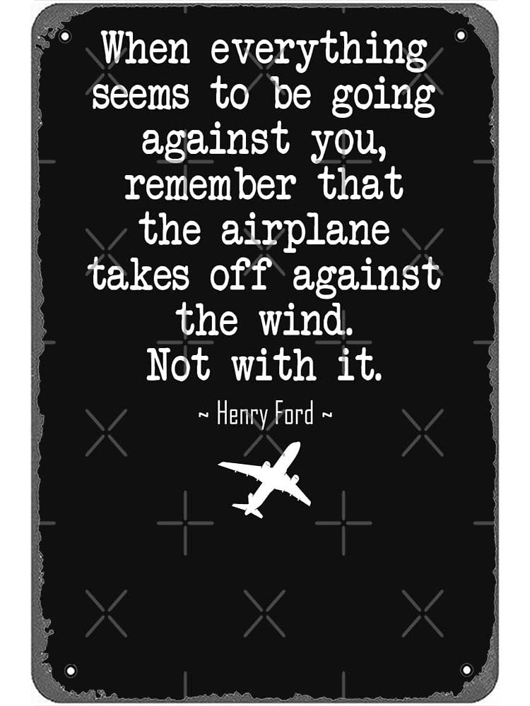 8x12 Inch Metal Sign Featuring Elegant Motivational Aviation Quote Airplane