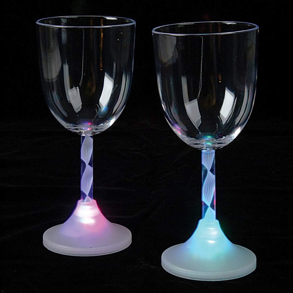 Set of 12 Light Up Wine Cup 9 oz Novelty Acrylic LED Flashing Wine Goblet Party Favor Bar