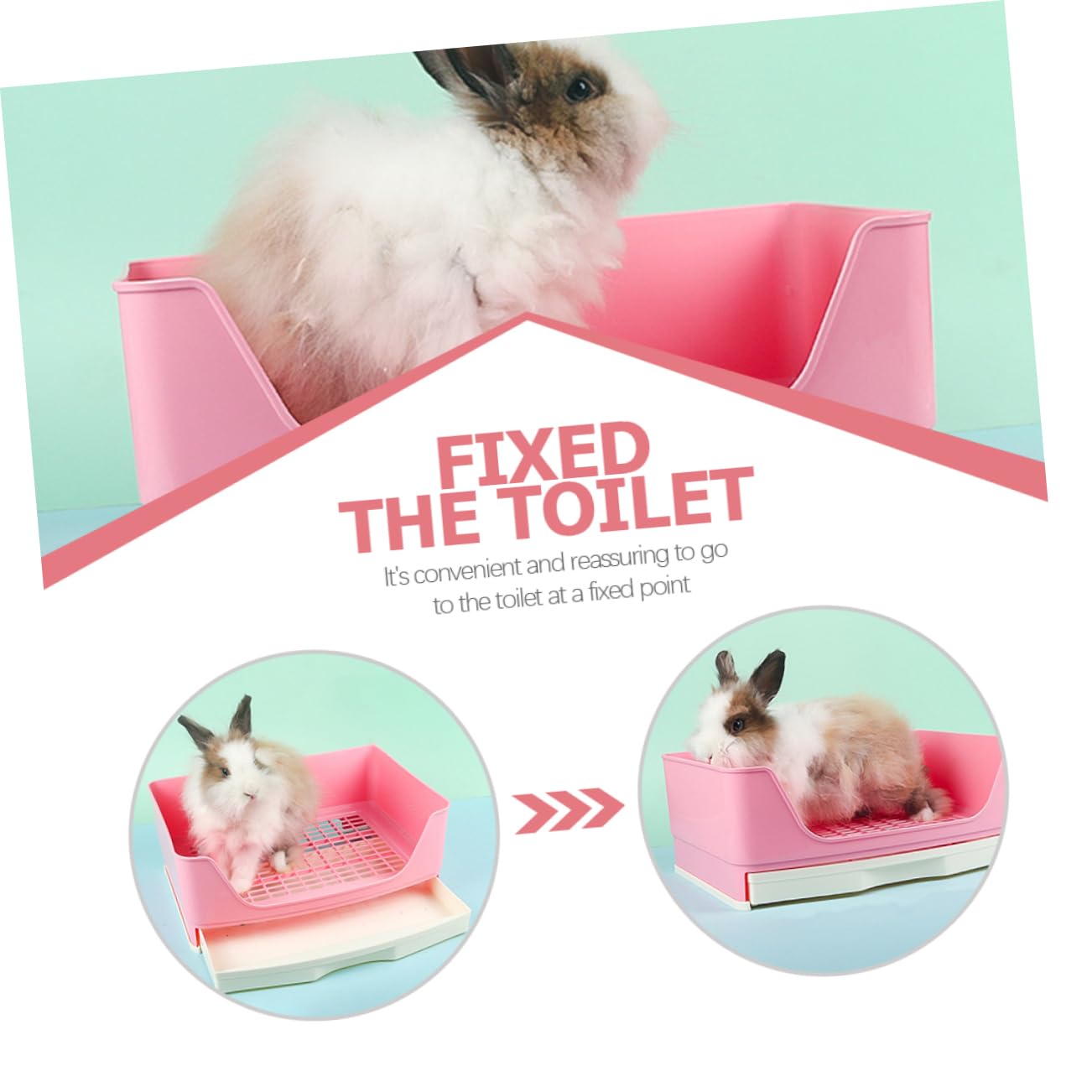 Toilette per Coniglio Cassetto, Plastica Rosa, Antiodore | Lettiera per Coniglio Nano, a Perdite, per Coniglio e Criceto, Uso in Salotti e Parchi