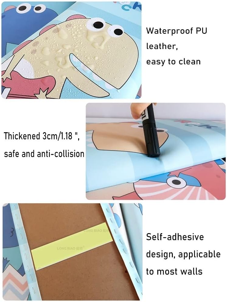 Wall Stickers Thick Soft Wall Sticker Self-Adhesive Wallpaper, 3D Cartoon Children's Wall Stickers, Safety and Anti-Collision Wall Stickers, PU Leather is Easy to Clean (Size : 180x60x3cm)