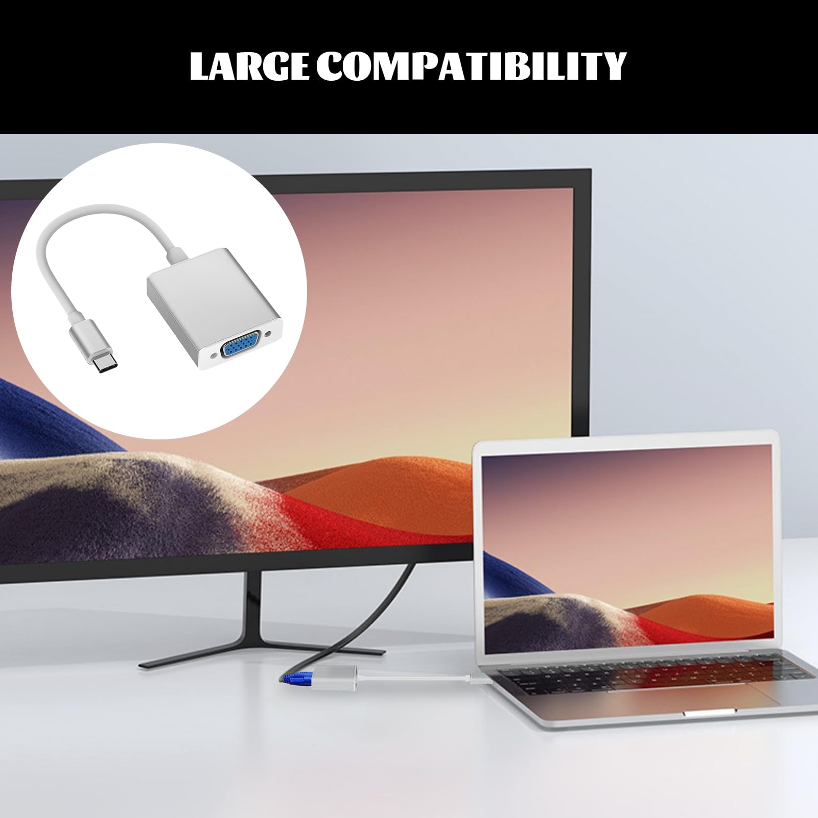 Adaptateur Vga, VGA USB C, USB-C VG A, US B C V GA, US B C vers VG A, US B C to VG A, Type C VG A, Câble V GA U SB C, Adaptateur V GA U SB C, pour MacBook Pro/Air, pour iPhone 15 Plus Pro Max