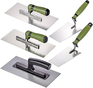 Colorus Maurerkellen Set 5 TLG. | Berner Putzkelle Maurerkelle aus rostfreiem Edelstahl | Zahnkelle Kleberkelle Glättekelle | Kellen Set Maurer Stuckateur-Set