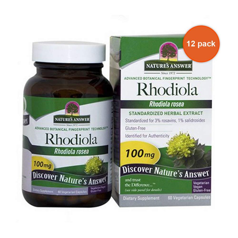 Nature's Answer Rhodiola Standardized Extract, 60 Count (Pack of 12)