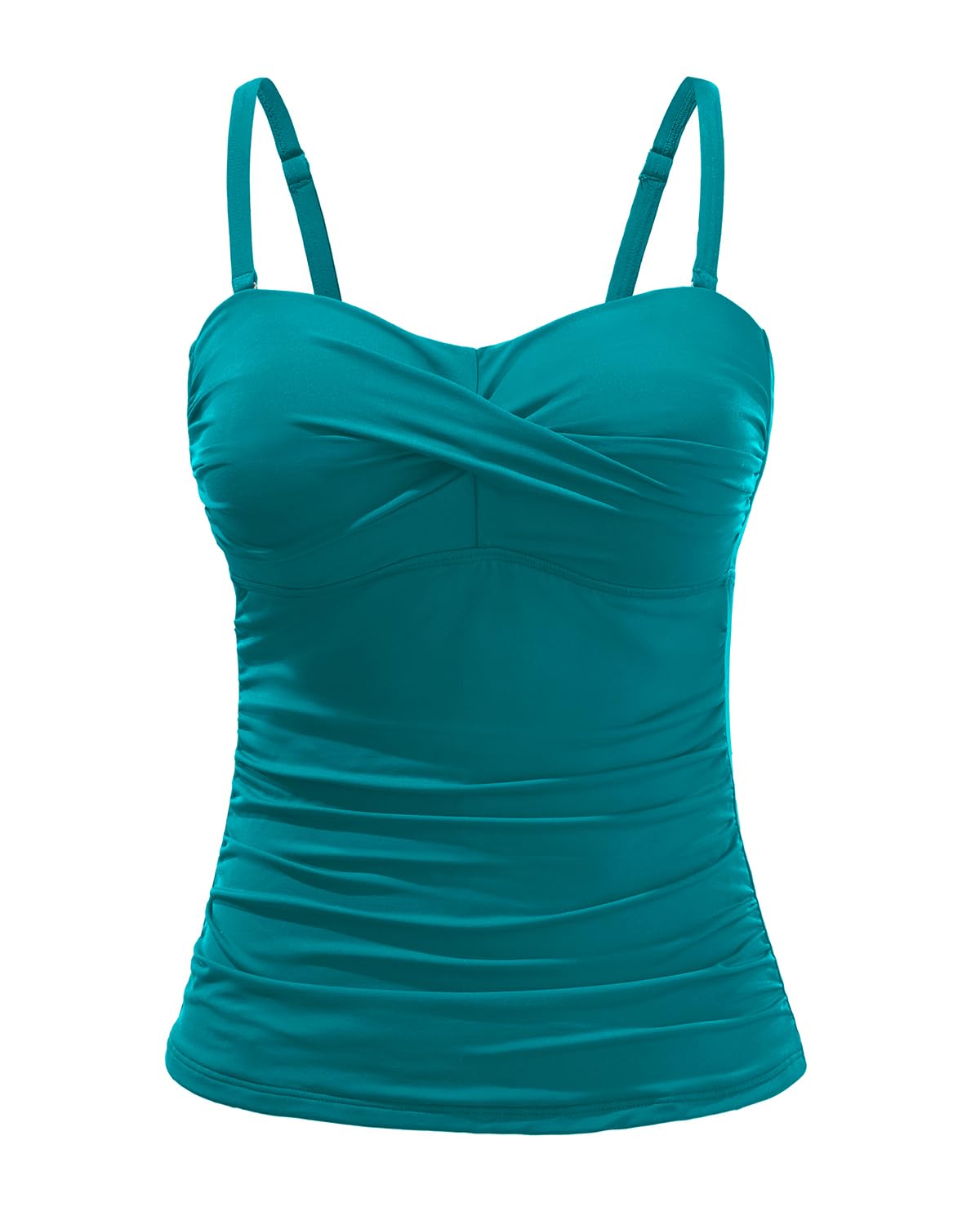 Tankini Top for Women Tummy Control Bathing Suit Bandeau Swim Tops Only