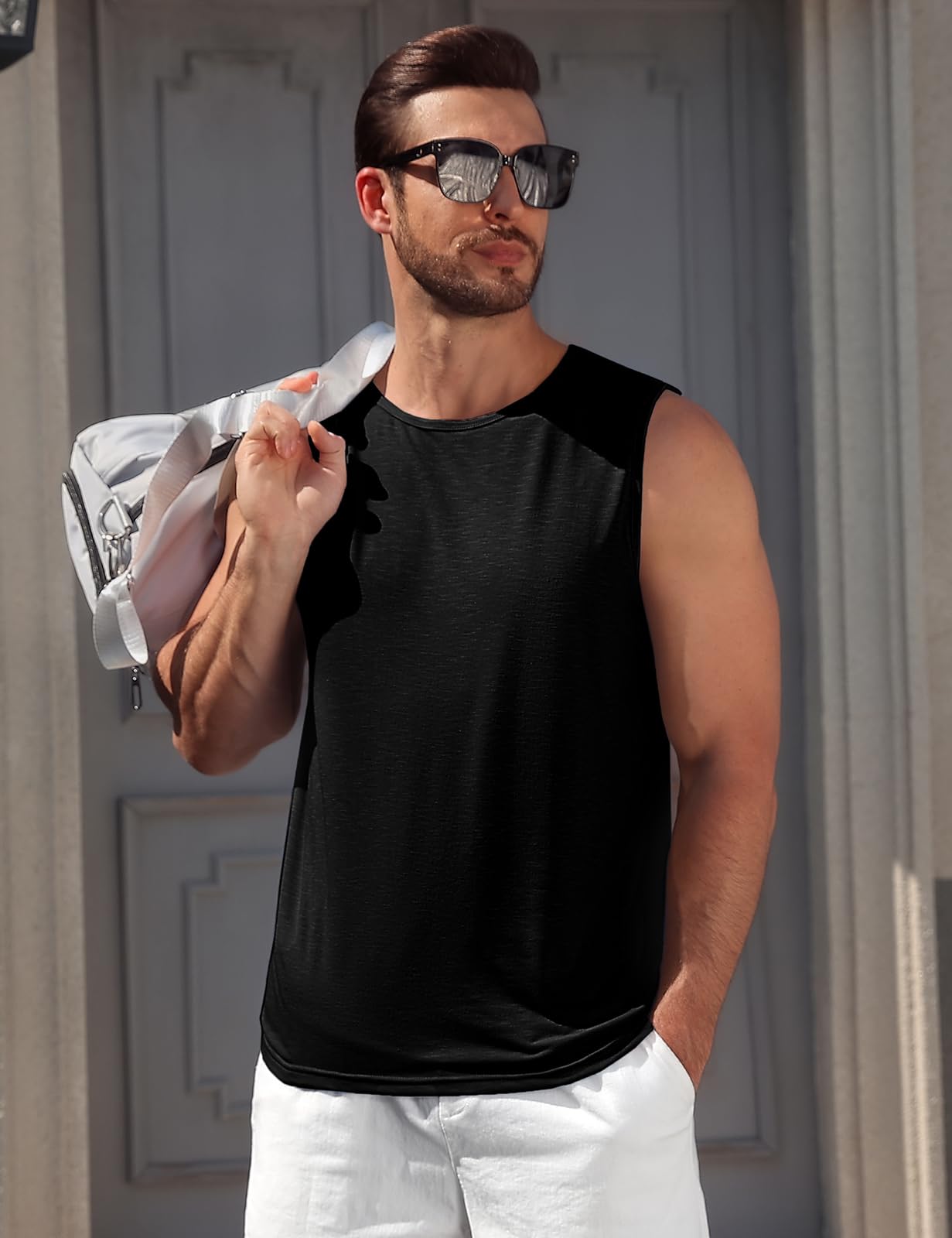 Lonya Canotta Palestra Uomo Canottiera Estiva Spiaggia Casuale Atletico Gilet Bodybuilding Running T Shirt Senza Maniche