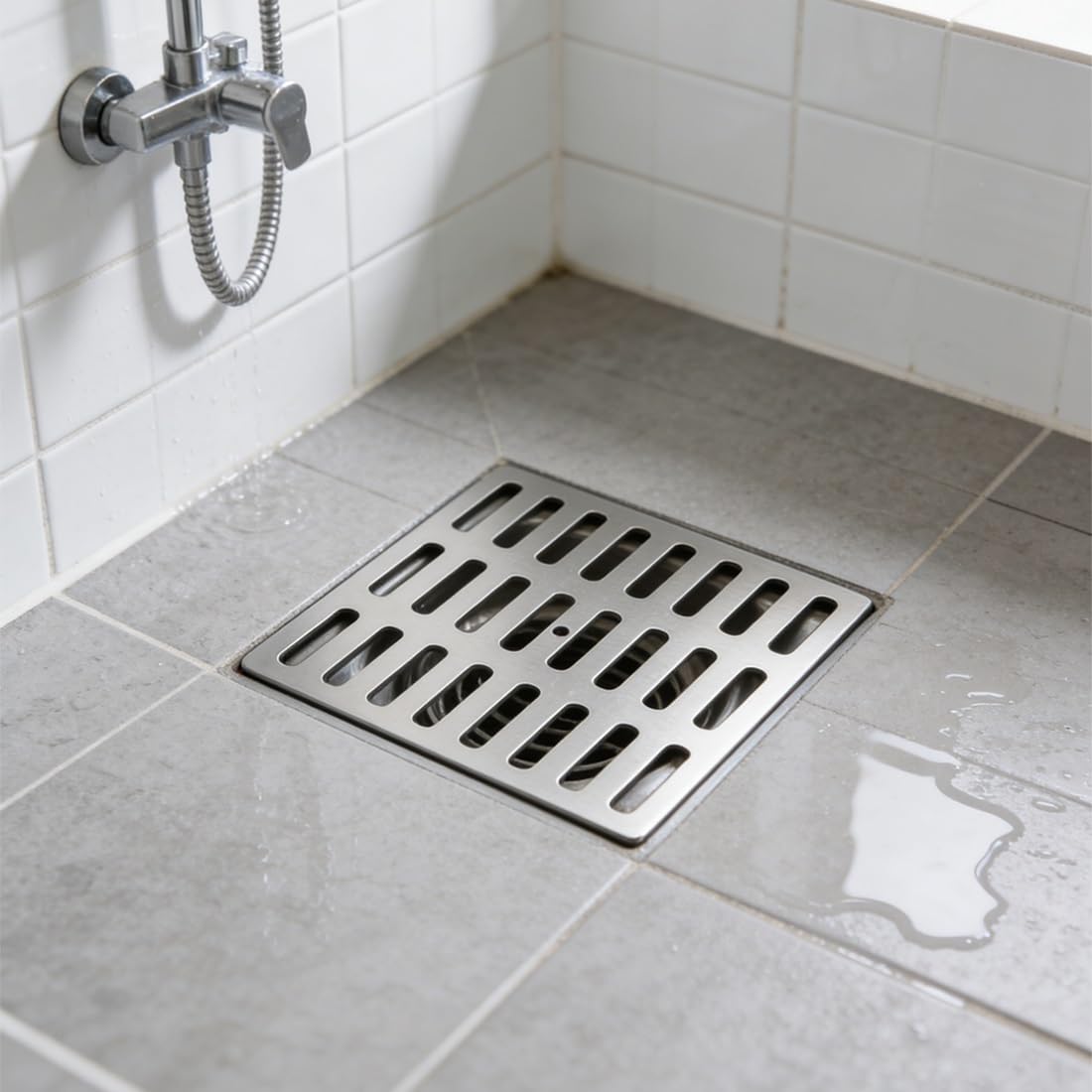 Coperchio per Scarico a Pavimento in Acciaio Inossidabile 304, Quadrato, per Bagno; Scarico a Pavimento Anti-Odore e Anti-intasamento per Doccia, Adatto per Bagno, Giardino e terrazza(14 cm)