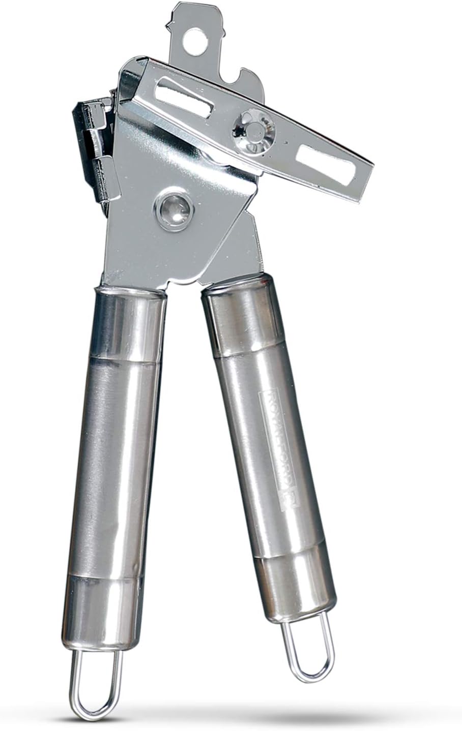 Royalford 3-in-1 Can Opener with Stainless Steel Tube Handle | Manual Tin Can Opener | Easy to Use Bottle Cap Opener, Can Tin & Jar Opener All-in-1 | Easy Turn Knob and Ergonomic Soft Grips Handles
