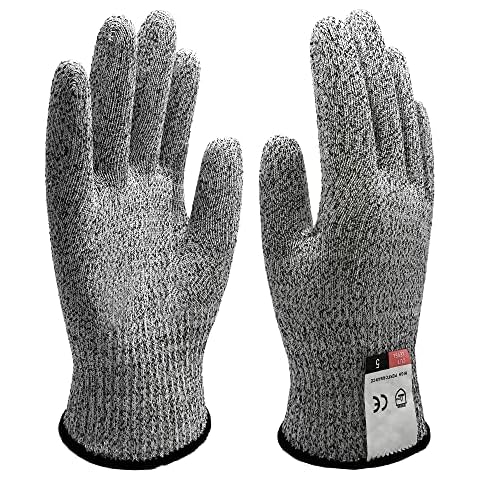 ROYAKI Safety Cut Resistant Gloves, Food Grade Level 5 Protection Kitchen Glove, Cut Proof Gloves for Mandolin Slicing, Meat Cutting， Wood Carving, Size L, 1 Pair Cover
