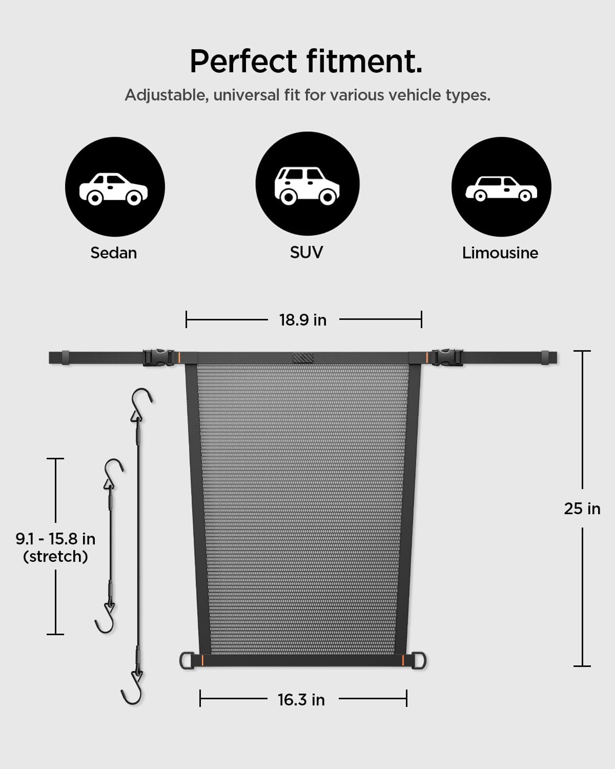 Spigen Tesla Model Y/3/X/S Paratia per Cani da Auto, Barriera per Animali, Divisore per Sedile Posteriore, Accessorio Compatibile con Tutte le Auto e con Tesla Model Y Juniper, Model 3 Highlnad