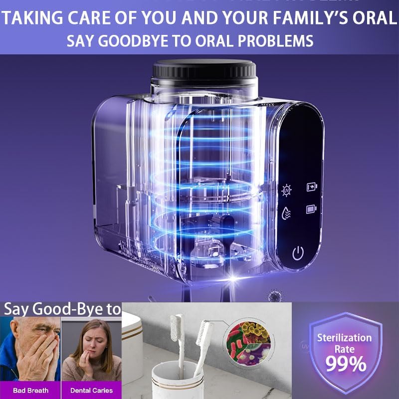 Miniatura 4 de Soporte para cepillos de dientes montado en la pared, soporte eléctrico para cepillos de dientes con secado y limpieza inteligente, soporte para