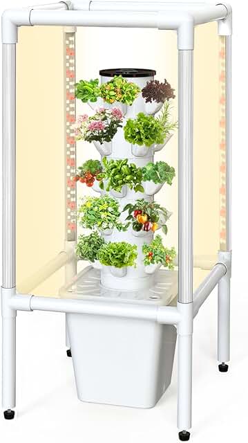 SJZX Hydroponics Growing System, Hydroponic Tower with Full-Spectrum Gro...