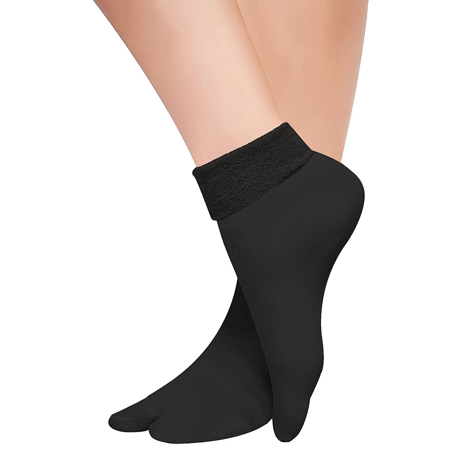 hivata Woolen Fur Socks Perfect Outlet Winter Woolen Fleece Fur | Ankle Length Thermal Thumb Socks, 100% Warm Super Hot for Women | Velvet Pile Lined Socks For Women & Girls Free Size in Black Color-picture-43