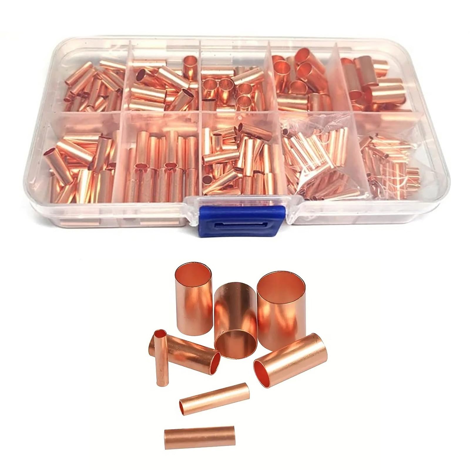 250pcs 7 Sizes Non Insulated Wire Connectors Kit, Electrical Wire Terminal Assortment Kit for Wire