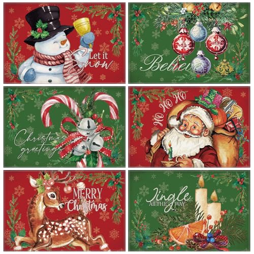 Hushee 6 Pcs Christmas Placemats 12