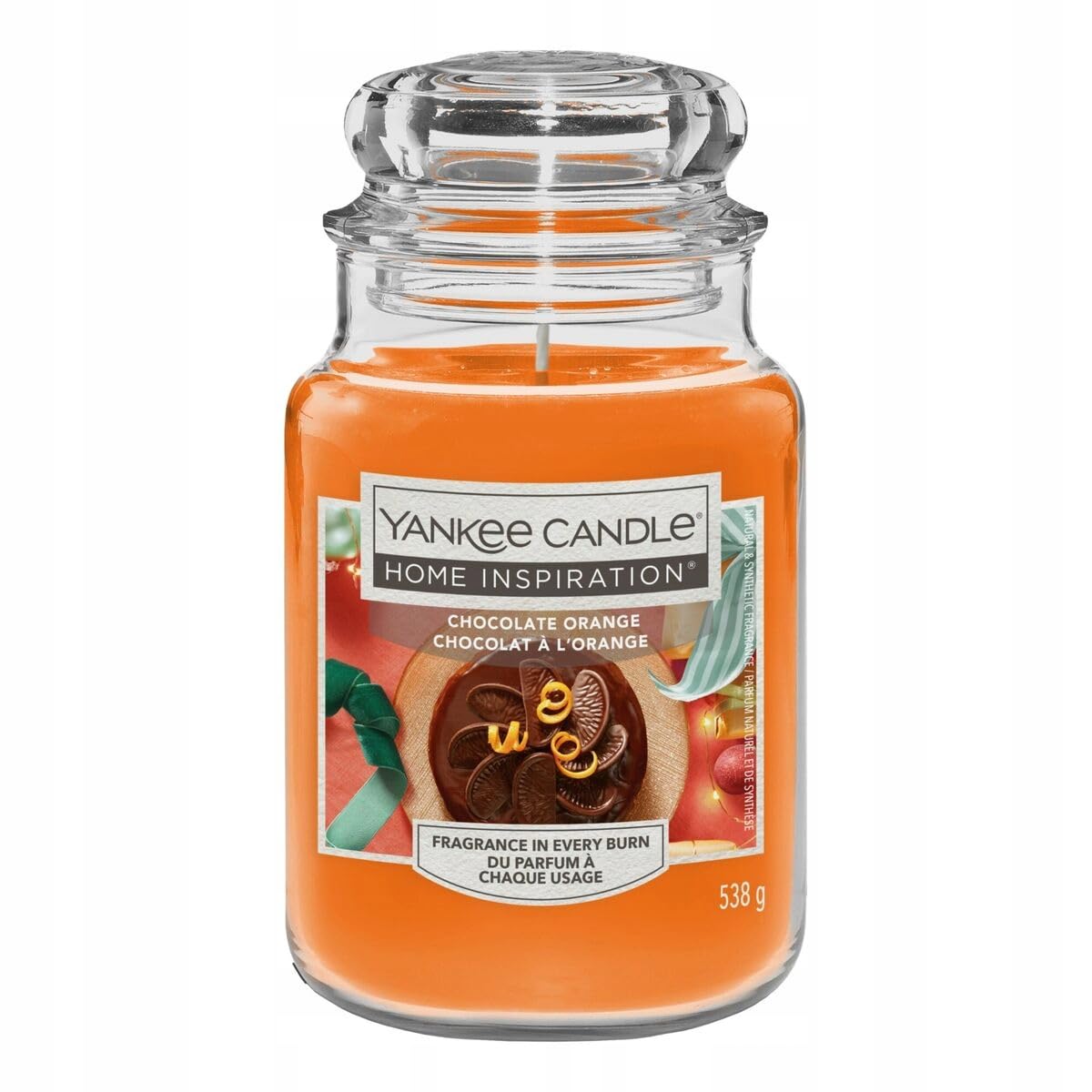 Yankee Candle Home Inspiration Chocolate Orange Scented Candle Large Jar, 538g - for Christmas and Easter