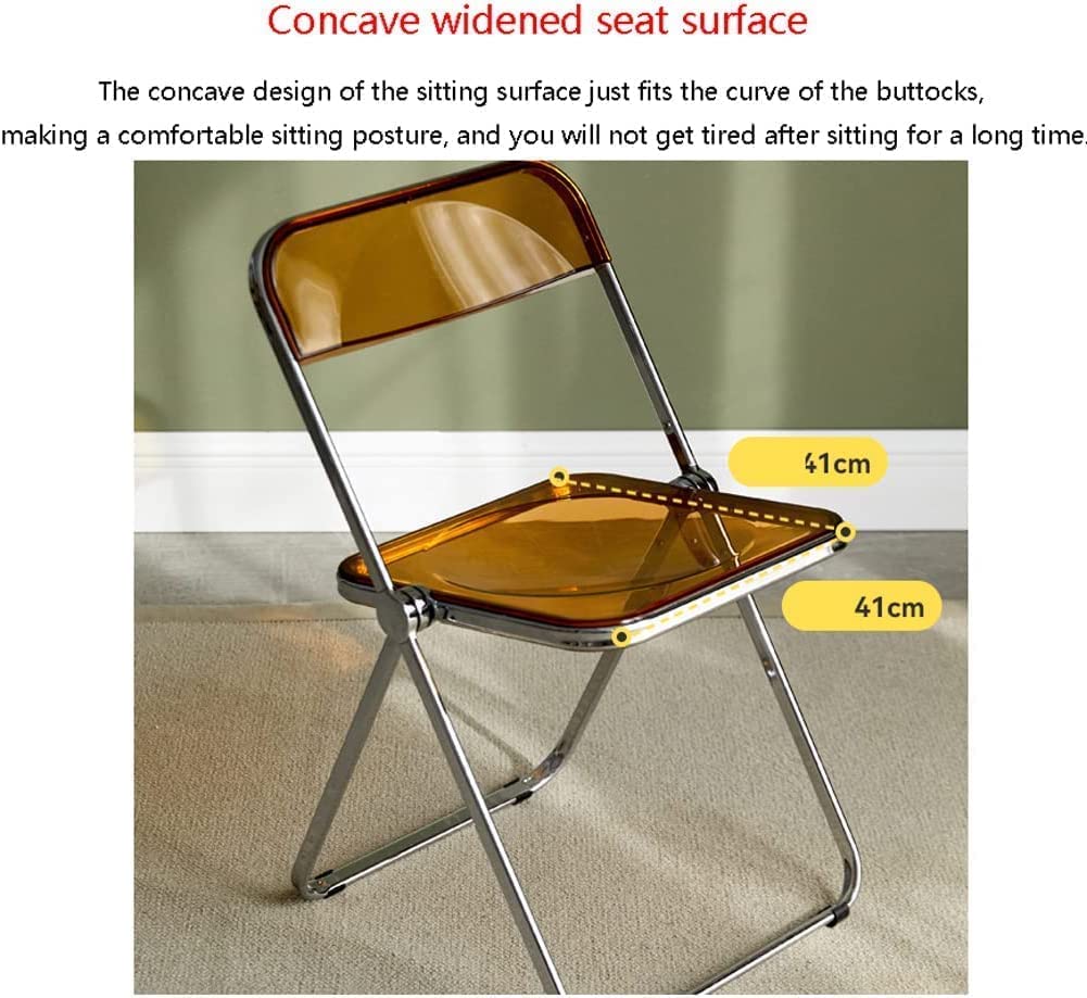 Chaises Pliantes Chaise Pliante rétro Acrylique Chaise Pliante Transparente Chaise de Dossier Ergonomique chaises de Salle à Manger pour Salon Maison Portable