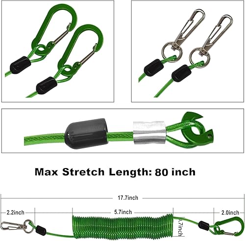 Miniatura 4 de Fishing Lanyard, Heavy Duty Coiled Lanyards Stainless Steel Wire Inside, Safety Rope Extension Cord Tether Retractable Fishing Accessories for Rods,
