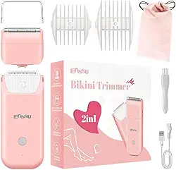ENSSU 2 em 1 Aparador de biquíni e barbeador corporal feminino com tecnologia Safe BladeLock, ultrafino e portátil, motor de 6000 RPM, carregamento rápido tipo C, à prova d'água IPX7, baixo ruído para rosto, biquíni, pernas e axilas
