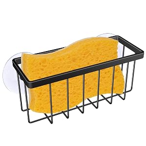 Sponge Holder for Kitchen Sink Kitchen Sponge Holder Sink Caddy for Sponges Soap Black