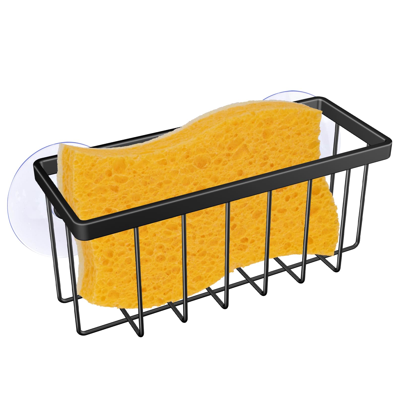 Sponge Holder for Kitchen Sink Kitchen Sponge Holder Sink Caddy for Sponges Soap Black