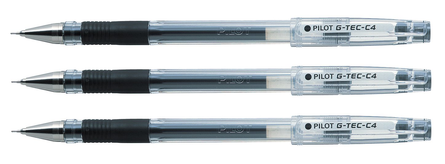 Pilot G - Tec C4 Gel Microtip Rollerball 0.4 mm (Pack of 3) - Black