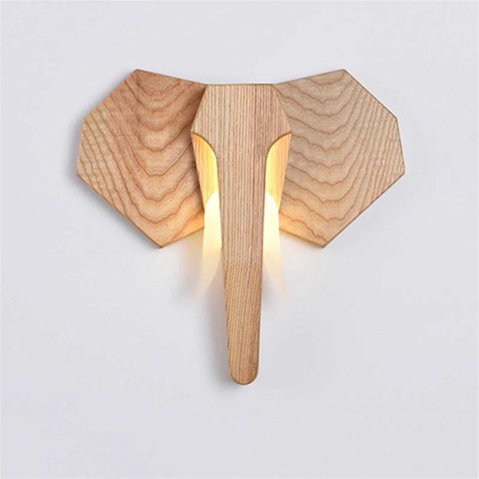 VDOQTLJT Wall Light Minimalist Ash Wood Animal Sconce Nordic Wooden Elephant Head Lamp Bedroom Corridor Loft Decoration Lighting Battery Lights(Stepless Dimming)
