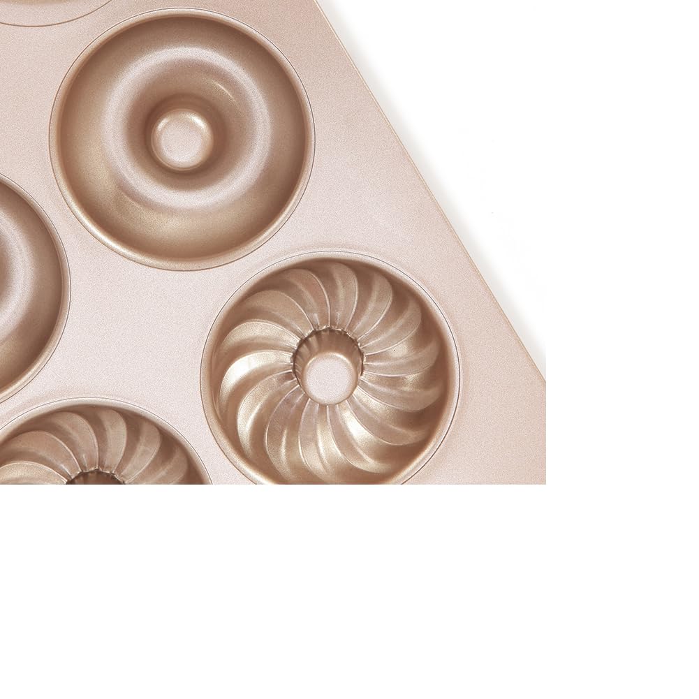 Sartén Para Rosquillas Con Revestimiento Antiadherente De 12 Cavidades Para Hornear En El Horno, Bandeja Para Hornear Pasteles Con Mini Cavidades Estriadas De Acero Al Carbono