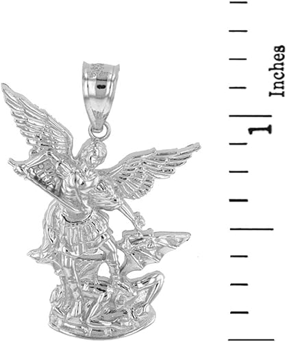 Miniatura 2 de Collar con colgante de plata de ley 925 con colgante de San Miguel Arcángel (1.35 pulgadas)
