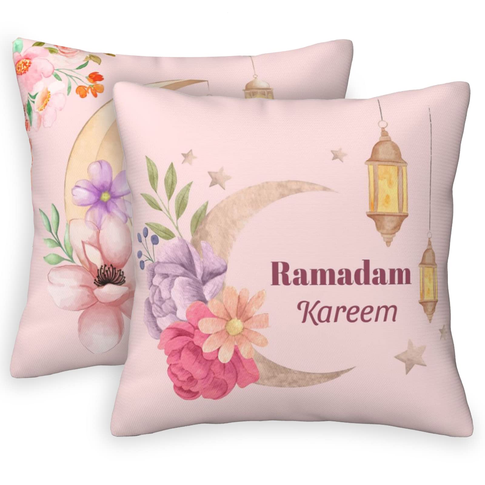 Ramadan Kareem Throw Pillow Cover 18x18 Inch for Eid Mubuark Party Decoration for Couch Pillows Set of 2