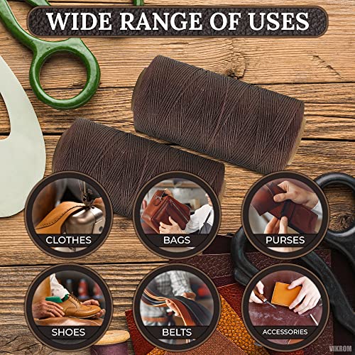 Waxed Thread 284 Yards 150D 1Mm Deep Brown Leather Sewing Waxed Polyester Thread For Leather Thread For Leather Craft Sewing Wax Thread Cord Sewing Machine Thread For Bookbinding, Shoe Repairing #TOP6