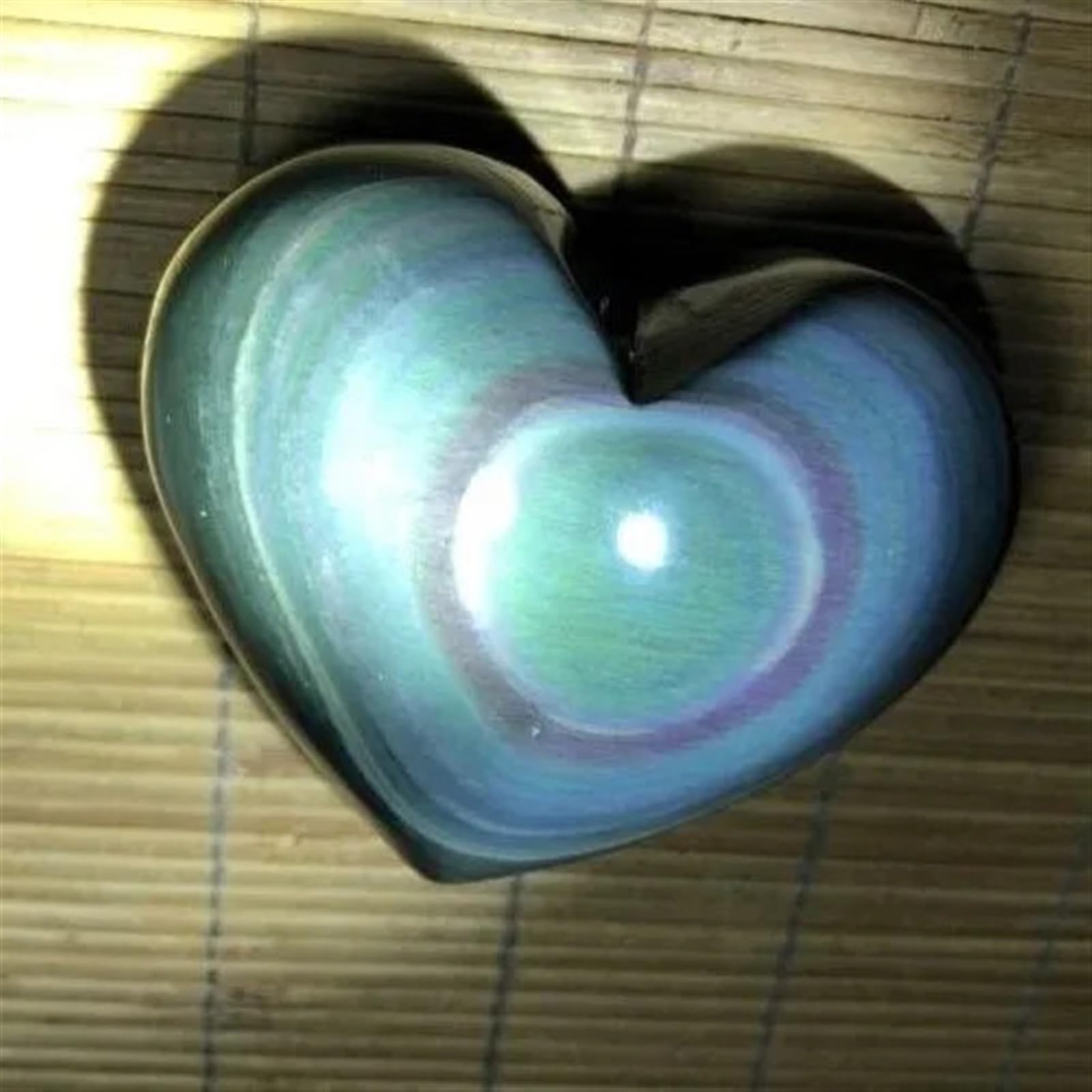 PKNVKZIDK Beautiful Rainbow Eye Heart Obsidian Cat Polished Quartz Crystal (Size : 140-160g)