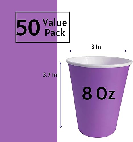 Miniatura 3 de Vasos de papel desechables de 8 onzas, estilo de papel grueso, calientefrío, vasos para bebidas para agua, café, jugo o té, ideales para fiestas,