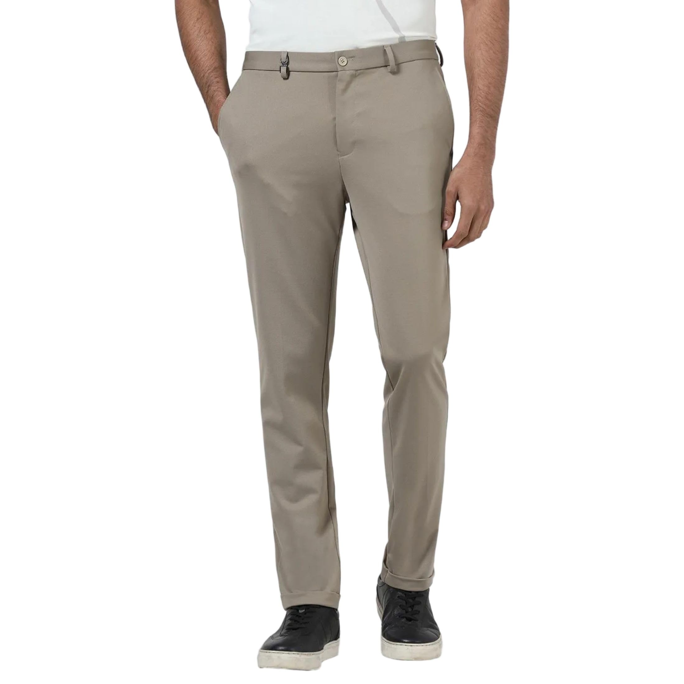 blackberrys Men's Nylon Blend Textured Skinny Fit Formal Trousers-picture-11