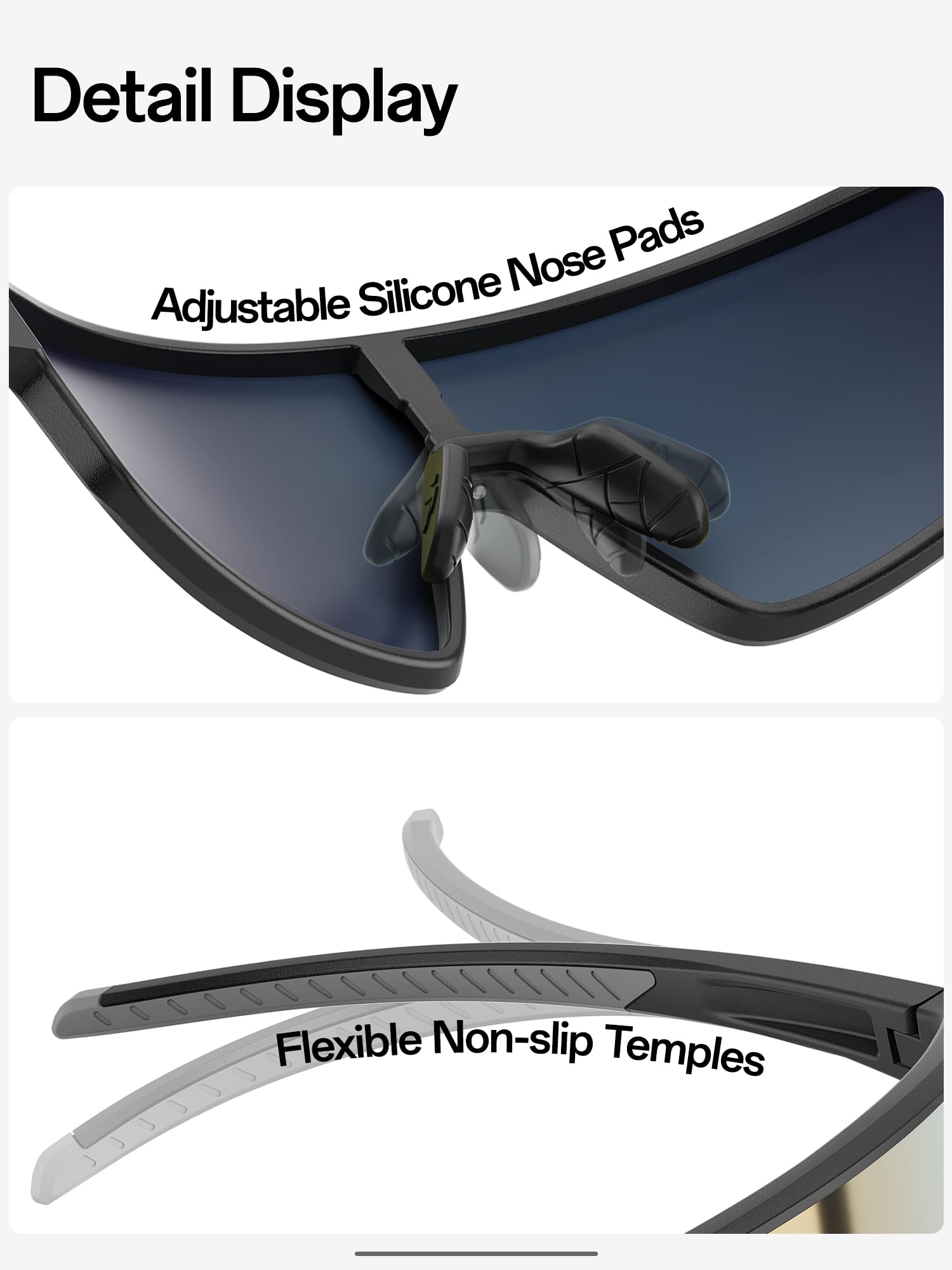 KAPVOE K473 Selbsttönende & Schillernde Fahrradbrillen für Damen und Herren, UV400-Sportsonnenbrillen Mountainbike Baseball Pickleball