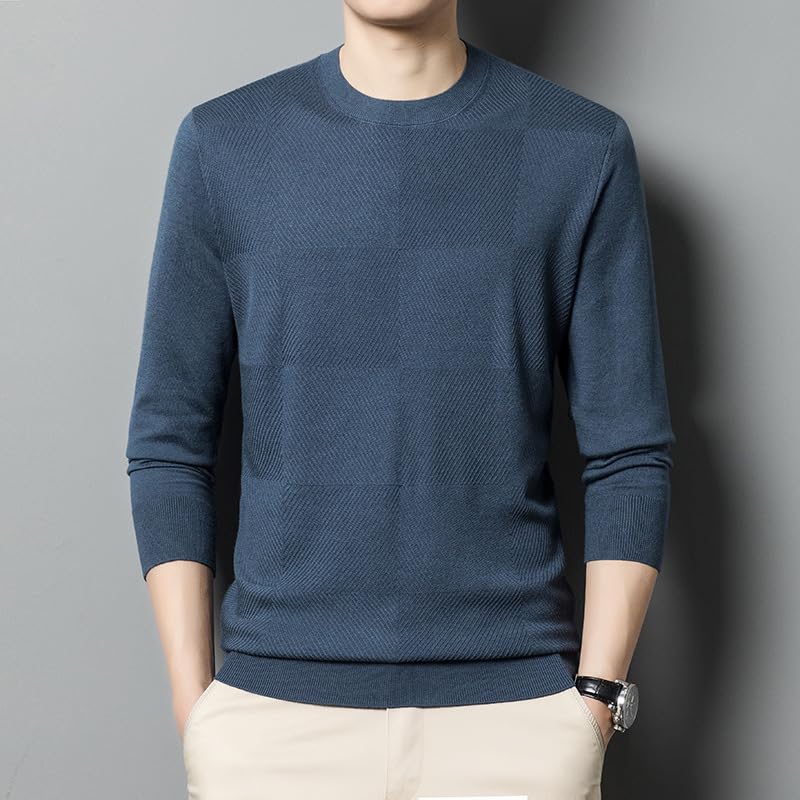 Men's Round Neck Wool Knit Sweaters for Middle Age in Spring and Autumn4