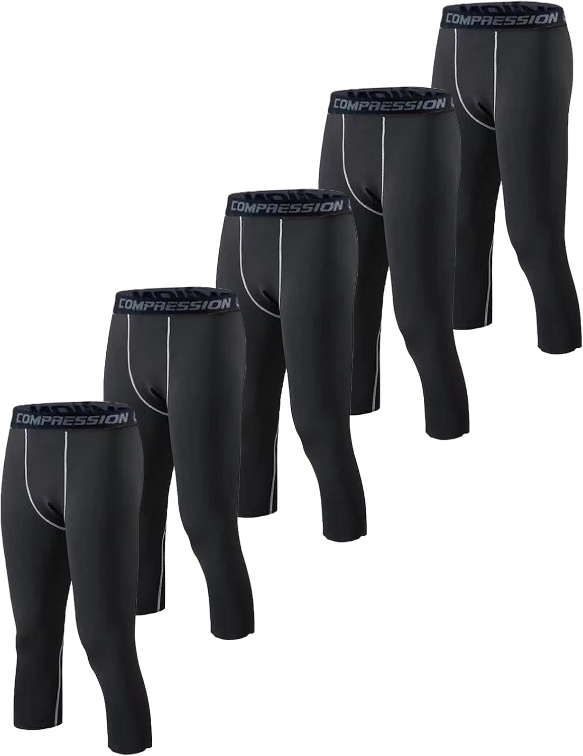 1, 3 or 5 Pack Men's Compression Pants Athletic Base Layer Cycling Tights Leggings for Running Yoga Basketball