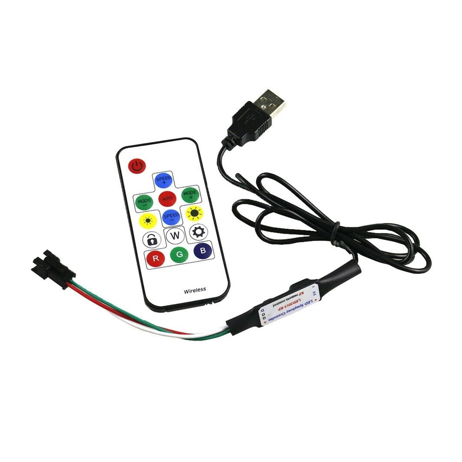 Controlador LED WS2811 WS2812B 1903 de 5V-24V con control remoto de 14 teclas a todo color