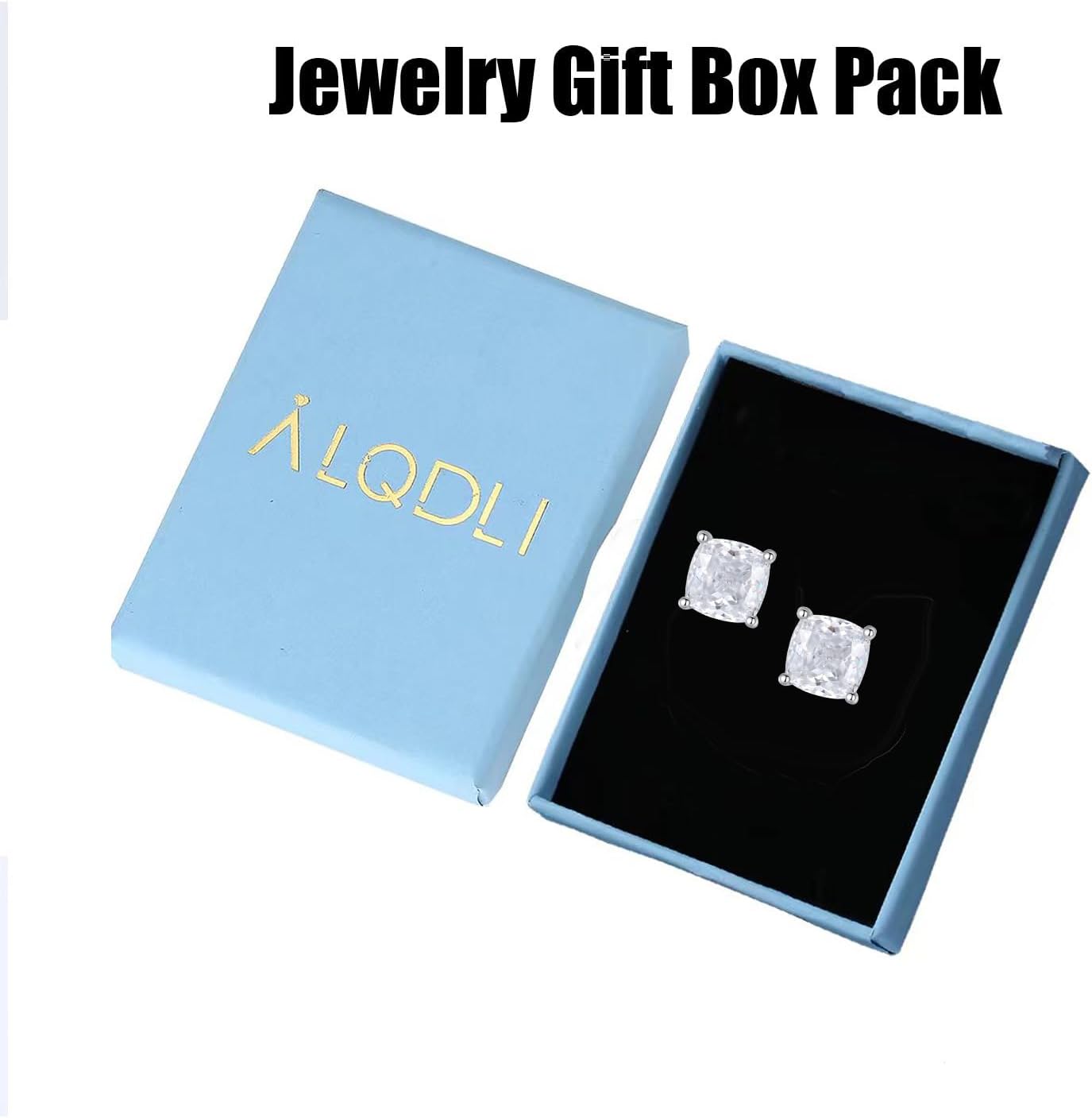 925 Sterling Silver Lab Simulation-Diamond Stud Earrings for Women, Round/Cushion/Princess Cut 5A Cubic Zirconia Stud Earrings Hypoallergenic Jewelry Gifts for Birthday Christmas Wedding - Image 6