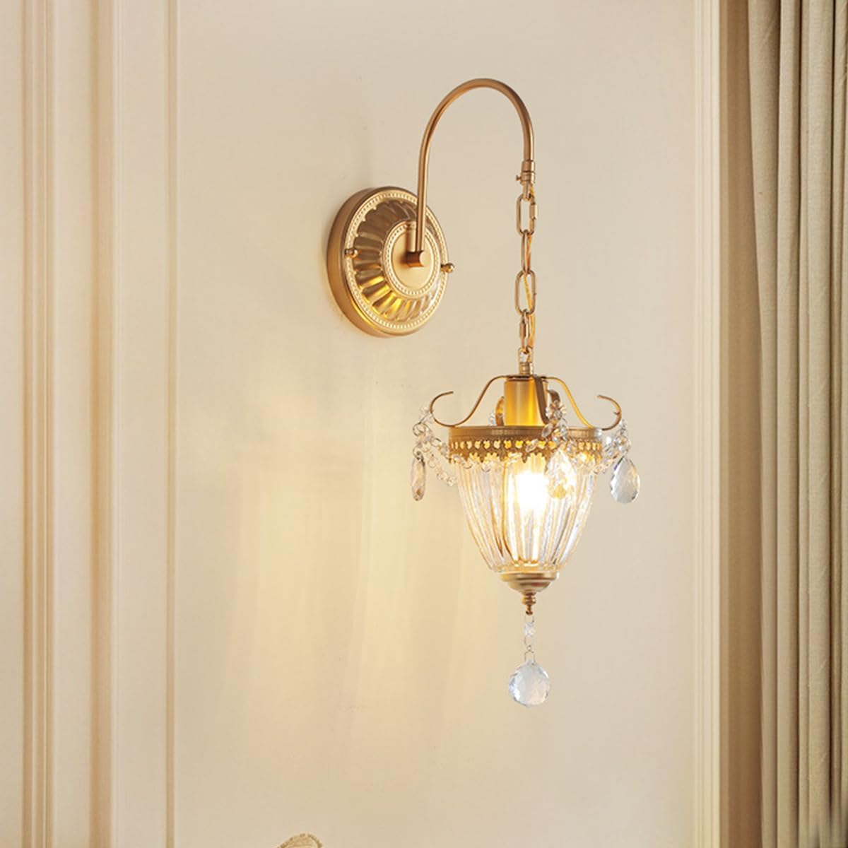 ZXTIIEUF Wall Sconces French Light Luxury Gold ng Cryal Glass Vanity Fixture Adjuable Height Indoor Dective E27 Mounted Lamp r g R